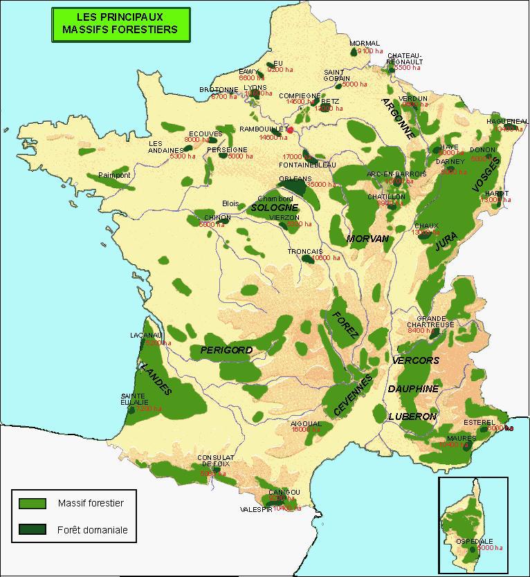 Carte des forêts de France Carte des forêts de France