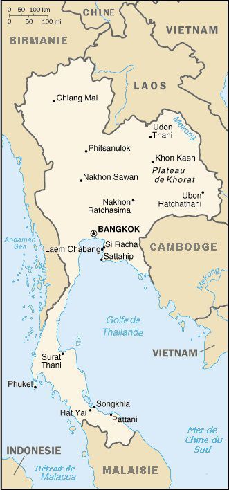 Carte des grandes villes Thaïlande Carte des grandes villes Thaïlande