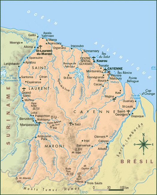 Carte de la Guyane - politique Carte de la Guyane - politique