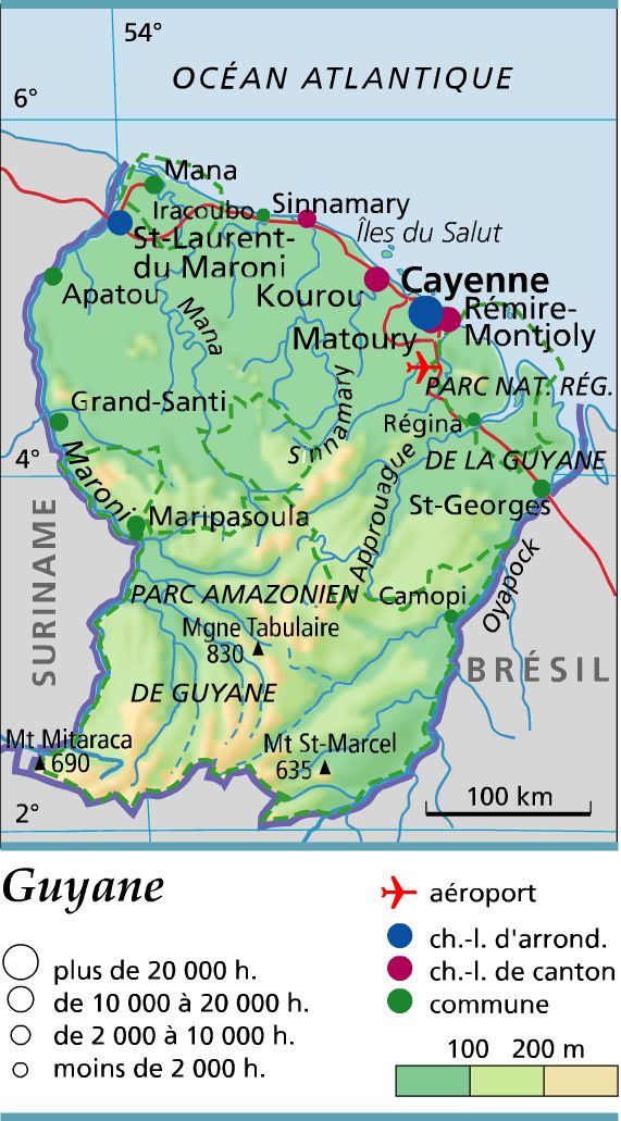 Carte de la Guyane Carte de la Guyane