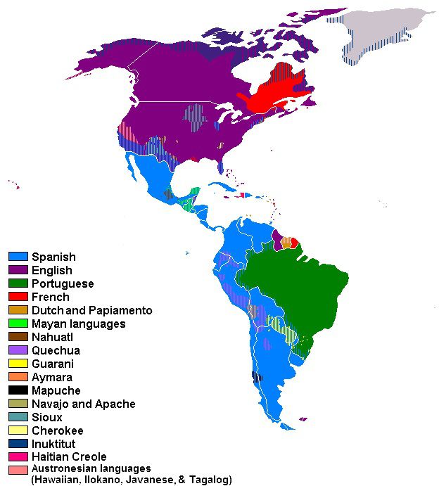 Carte des langues en Amérique du Nord et Centrale Carte des langues en Amérique du Nord et Centrale