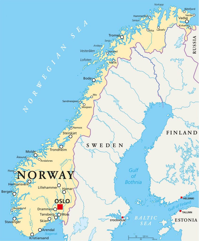 Carte de la norv ge norv ge carte des villes relief politique 