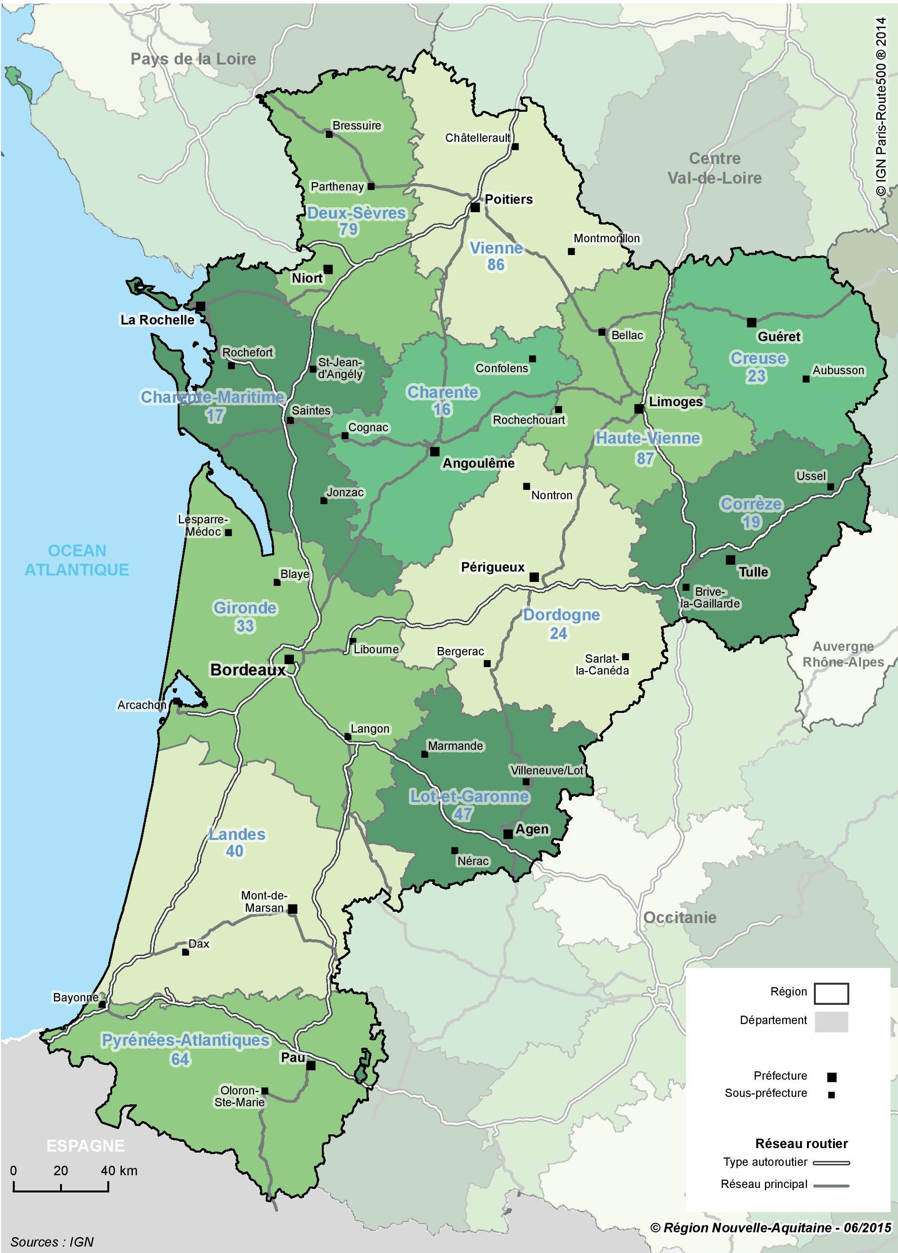 Quels Sont Les 12 Départements De La Nouvelle-aquitaine Carte de la Nouvelle-Aquitaine - Nouvelle-Aquitaine cartes des villes