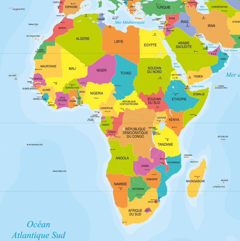 Carte de l'Afrique des pays