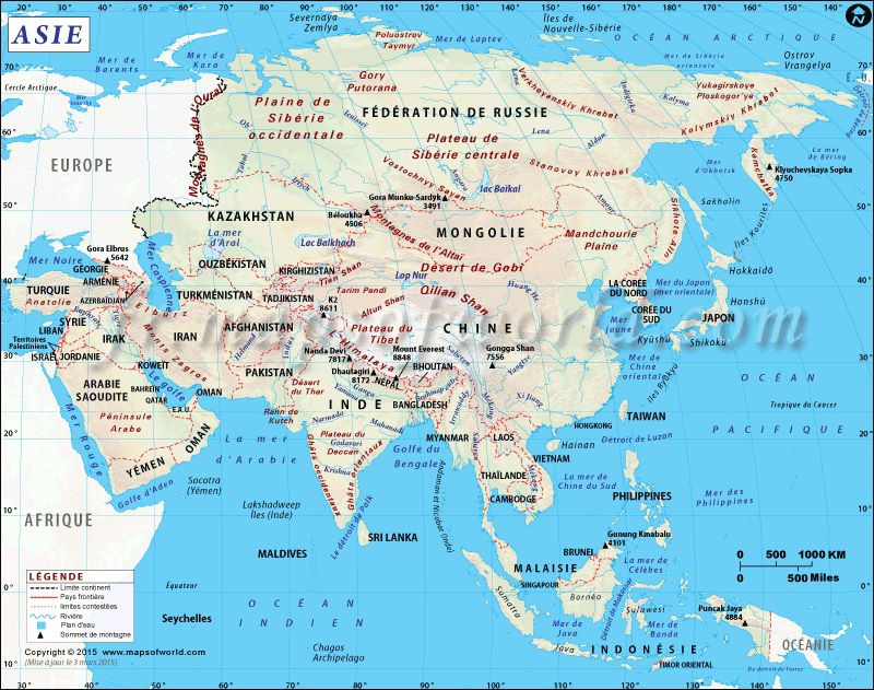 Carte de l'Asie - Différentes cartes à thèmes sur l'Asie ...