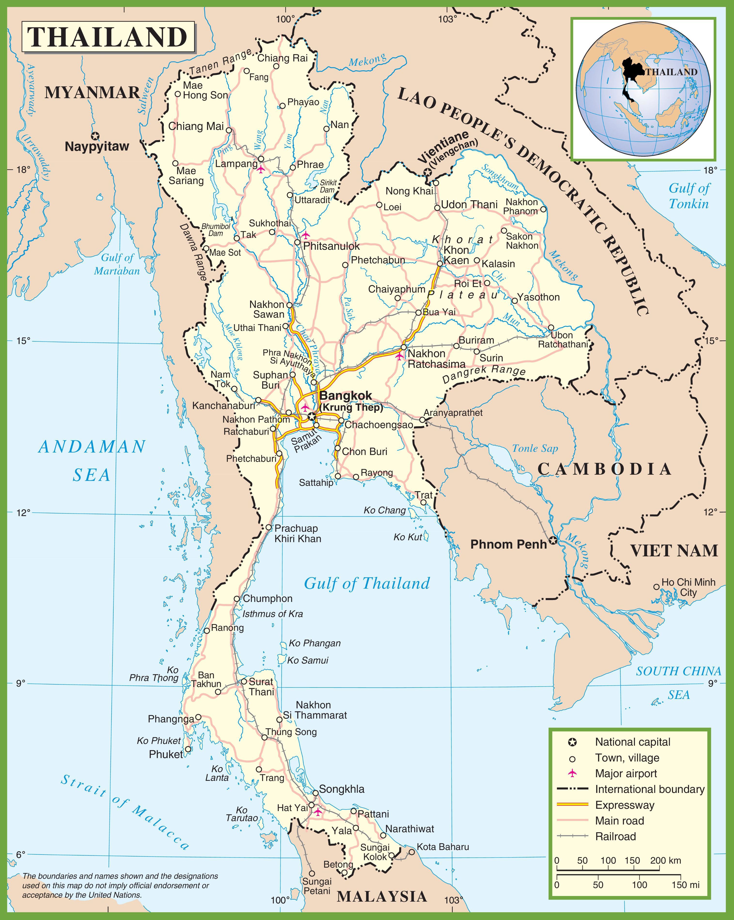 Carte de la Thaïlande - Cartes sur les reliefs, les villes ...