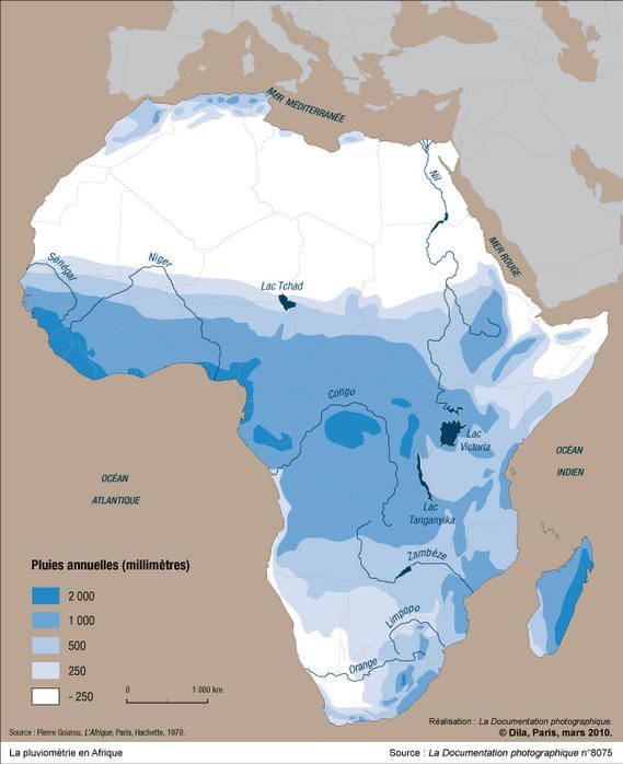 Carte des précipitations de l'Afrique Carte des précipitations de l'Afrique