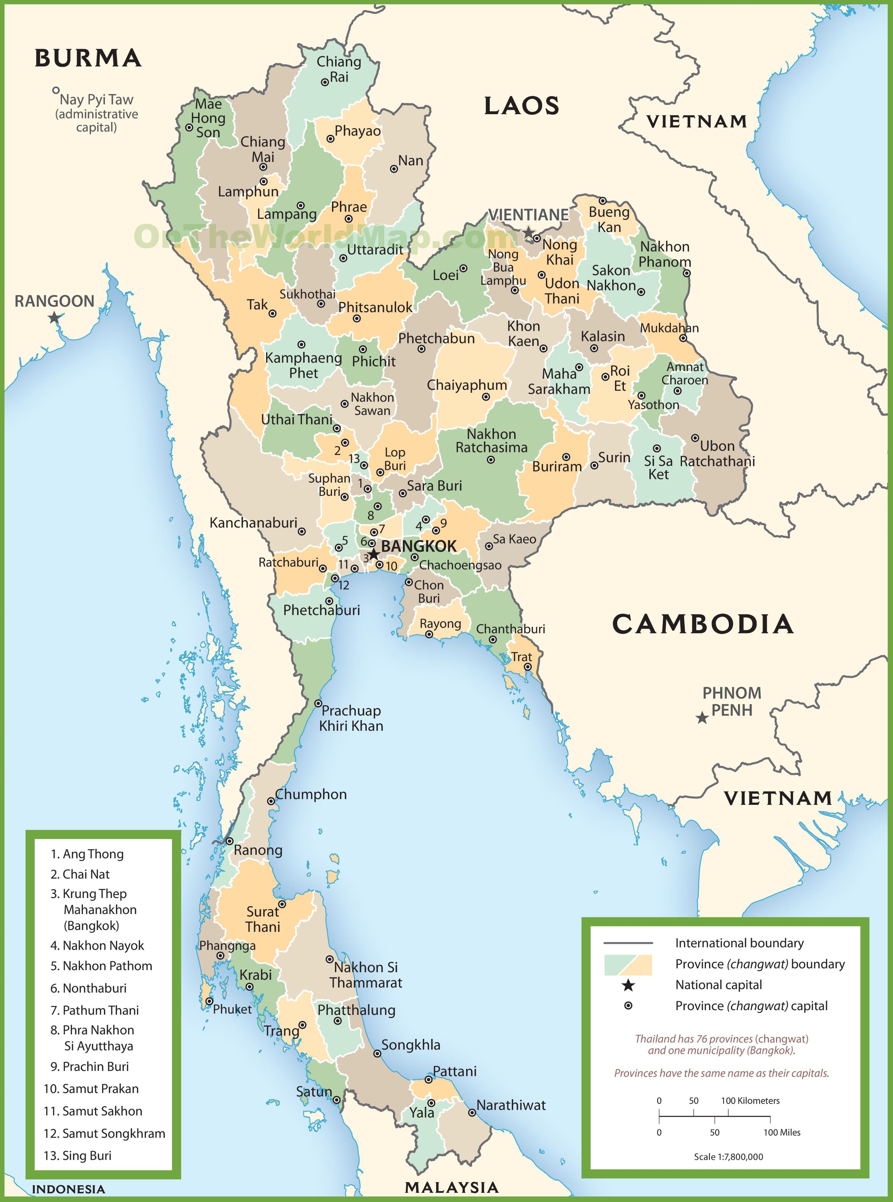 Carte de la Thaïlande Cartes sur les reliefs, les villes, administrative, routière...