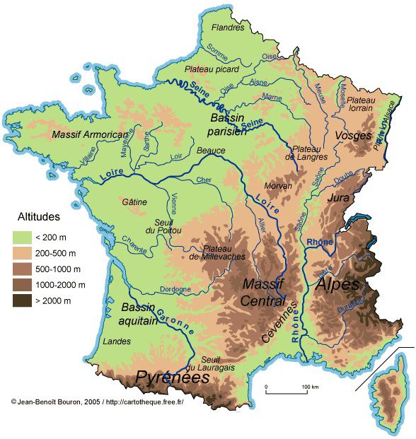 Carte du relief de France Carte du relief de France