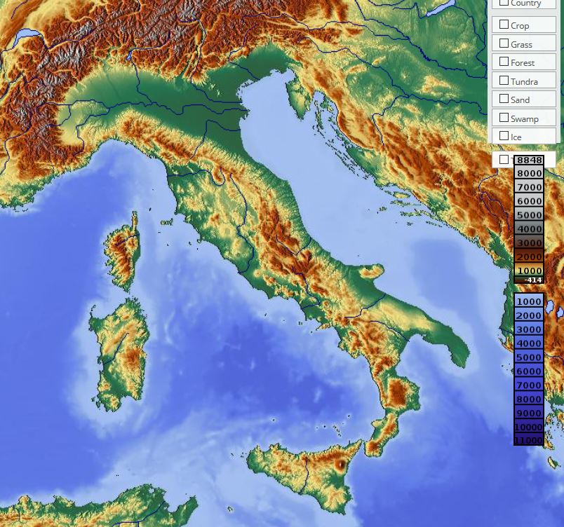 Carte vierge de l'Italie - carte Vierge de l'Italie avec les régions (le  Sud de l'Europe - Europe)