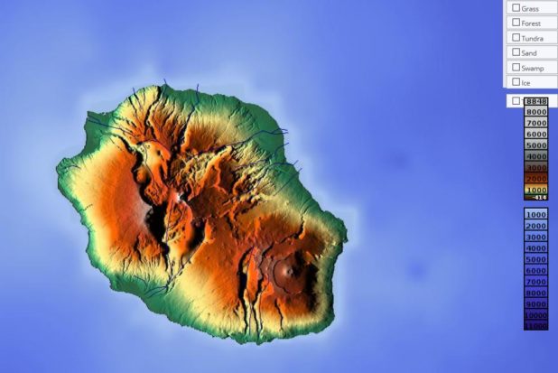 Carte du relief de la Réunion