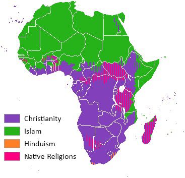 Carte des religions en Afrique Carte des religions en Afrique