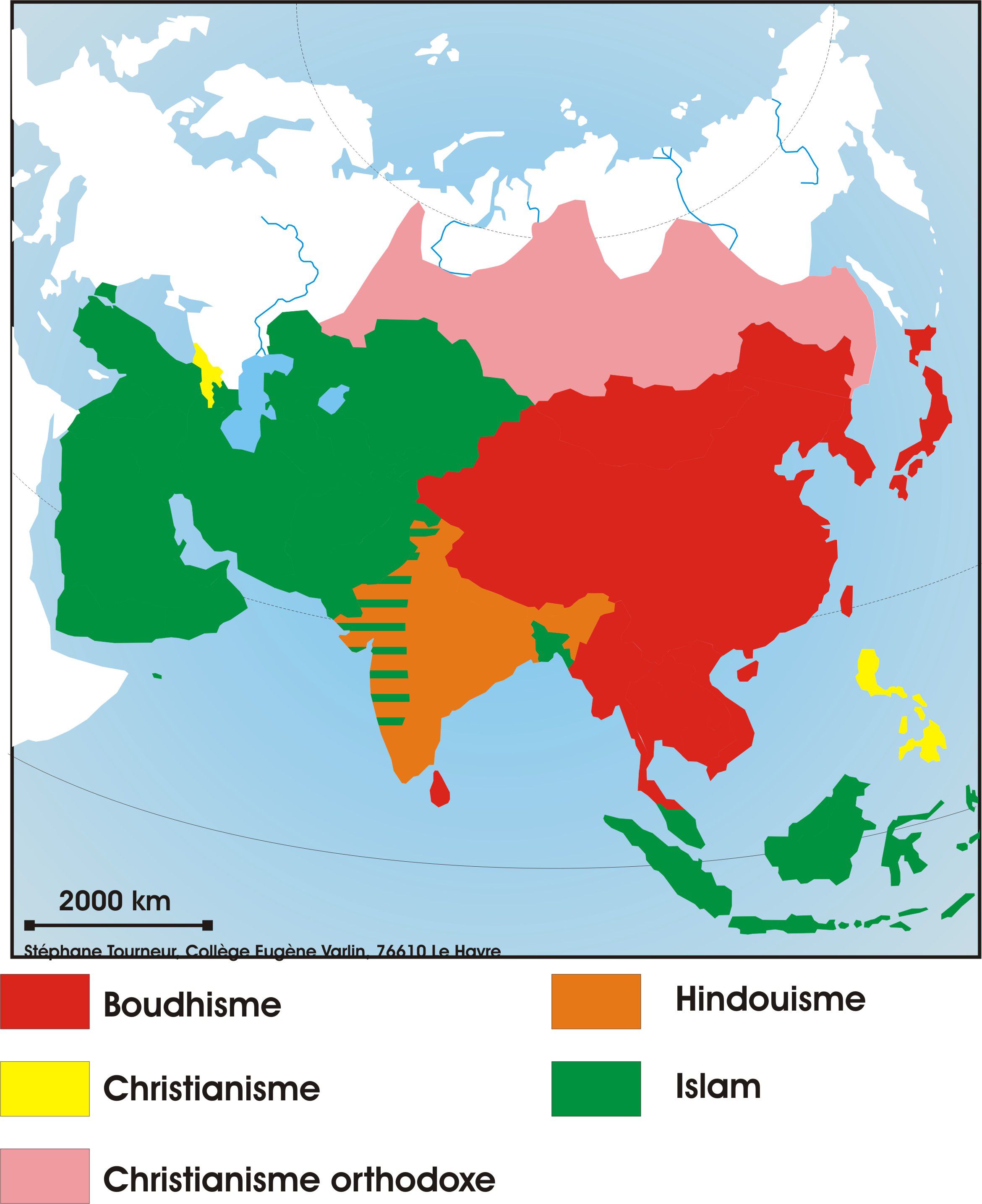 Carte de l'Asie - les religions Carte de l'Asie - les religions