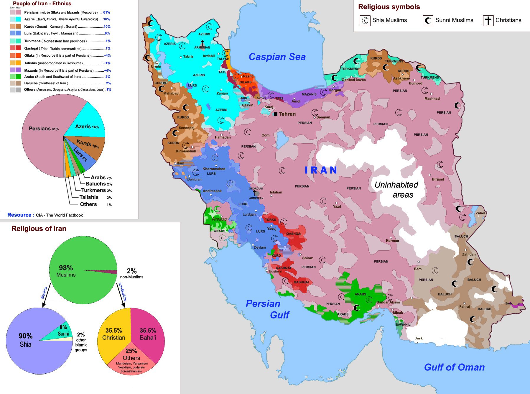 Carte de l'Iran Iran carte des reliefs, des villes, politique