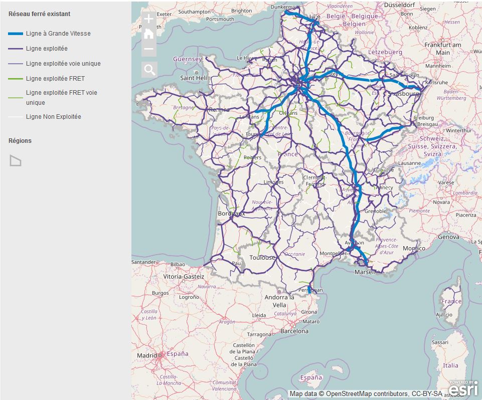 Carte du réseau ferroviaire en France Carte du réseau ferroviaire en France