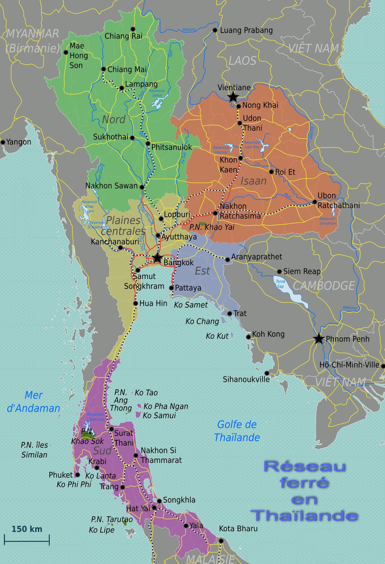  Carte  de  la Tha lande Cartes  sur les reliefs les villes 