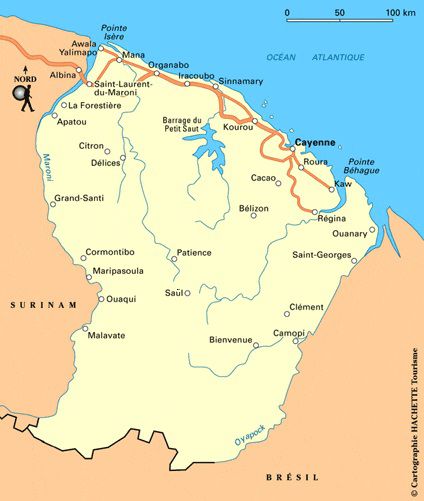Carte de la Guyane - Guyane cartes des villes, relief, politique...