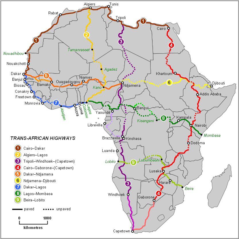 Carte des routes en Afrique Carte des routes en Afrique