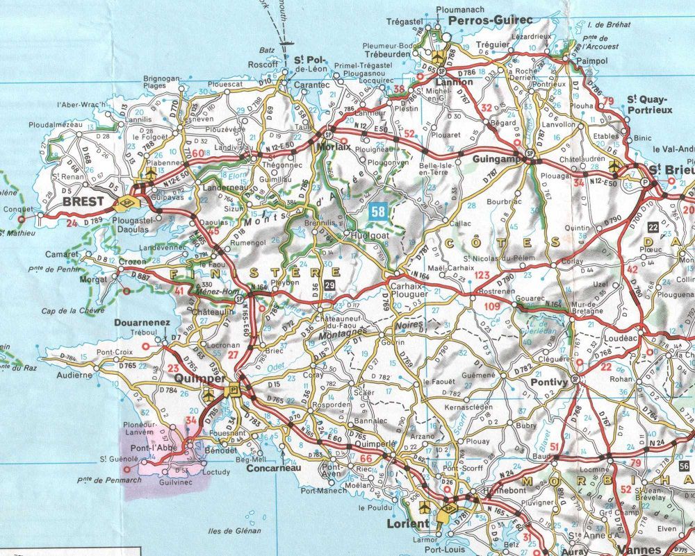 Carte Du Finistère Finistère Carte Des Villes Relief Politique