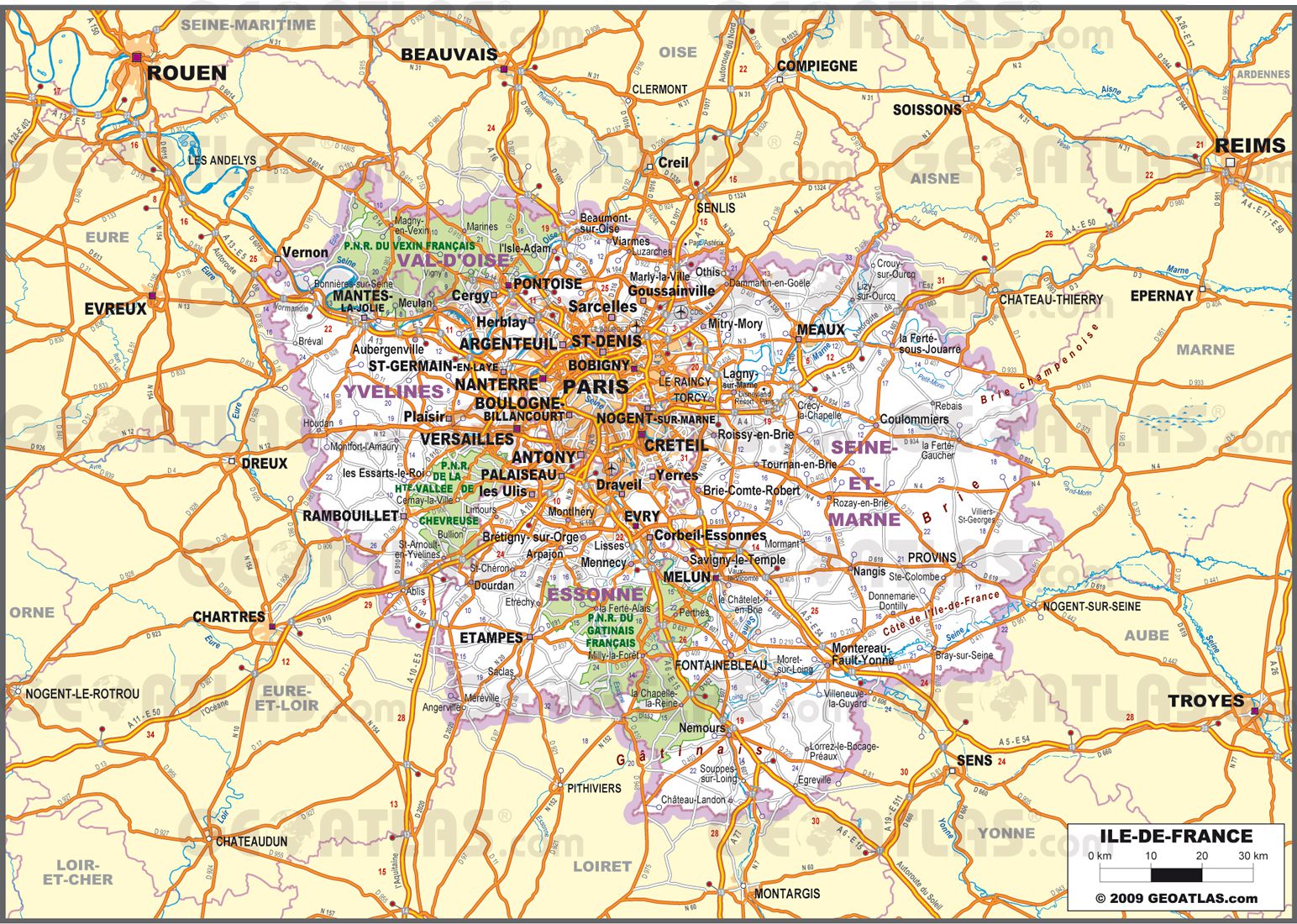 Carte De L le de France le de France Carte Des Villes Reliefs 