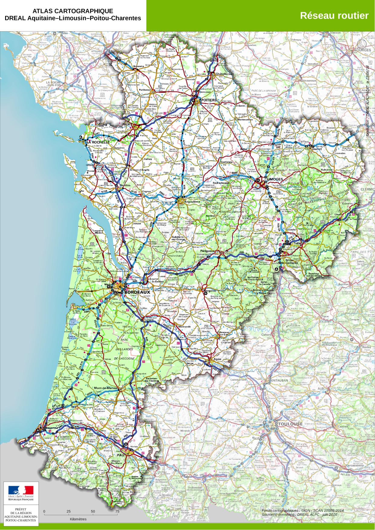 aquitaine carte detaillee