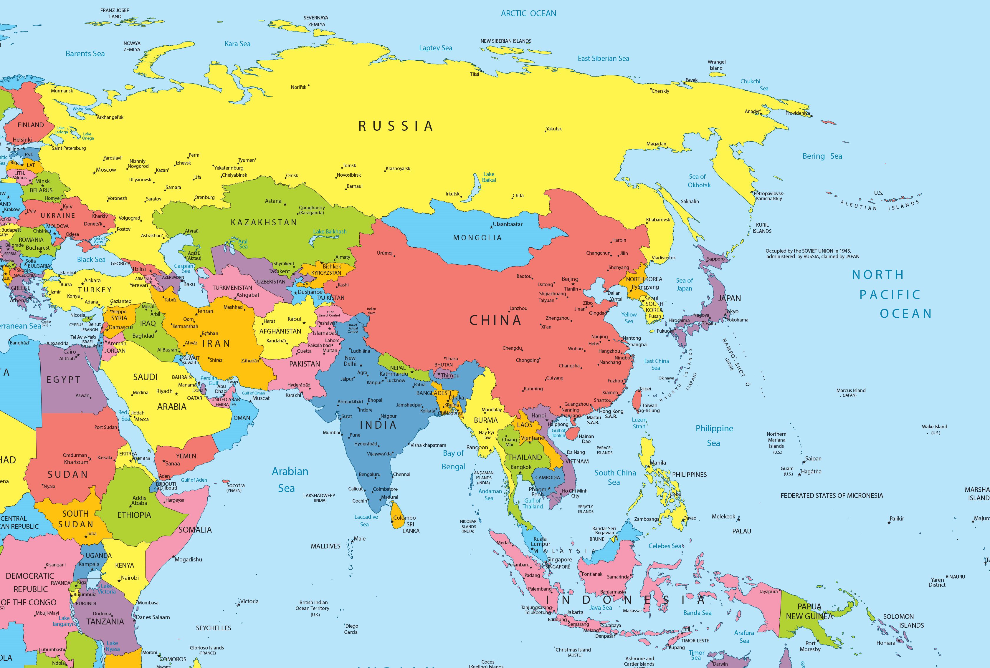 Carte de l'Asie - Différentes cartes à thèmes sur l'Asie ...