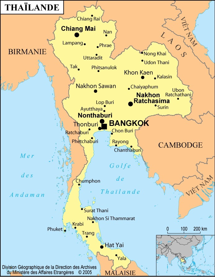 carte du monde thaïlande du sud