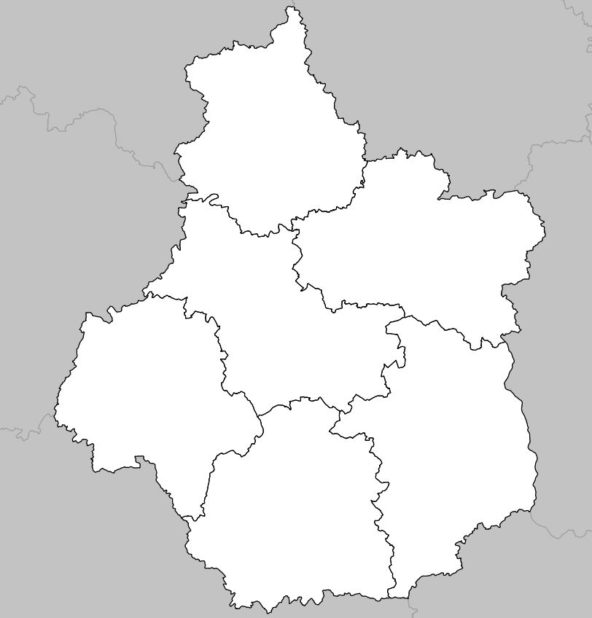 Carte vierge du département Centre-Val de Loire