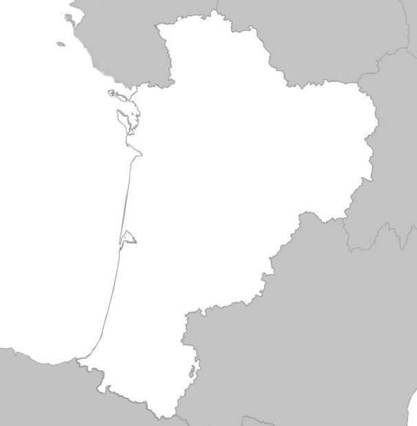 Carte vierge Nouvelle-Aquitaine