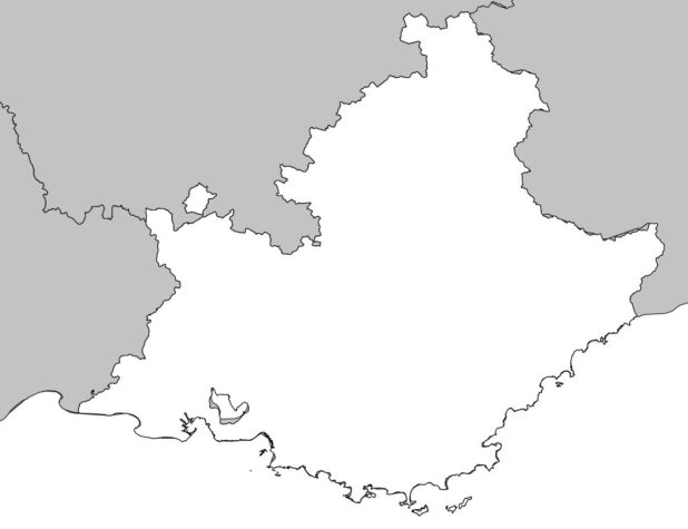 Carte vierge de la région Provence-Alpes-Côte d'Azur