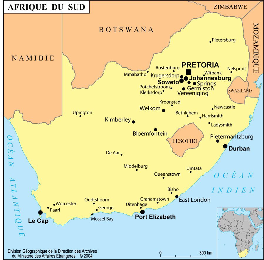  Carte  de l Afrique  du Sud  Afrique  du Sud  carte  sur le 