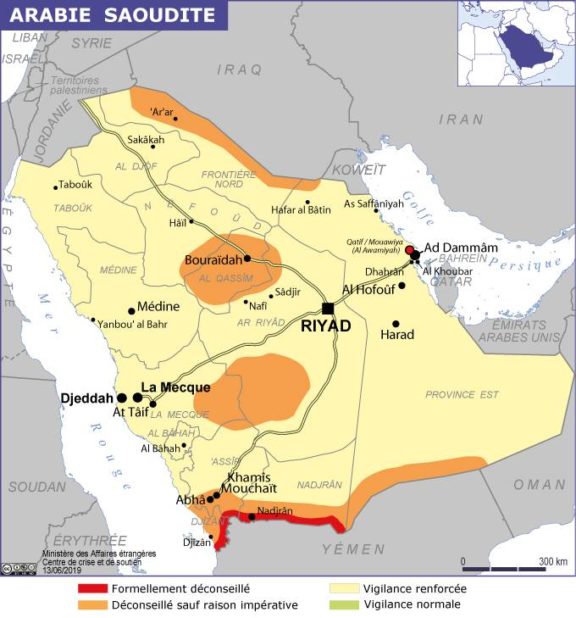 Carte des villes d'Arabie Saoudite