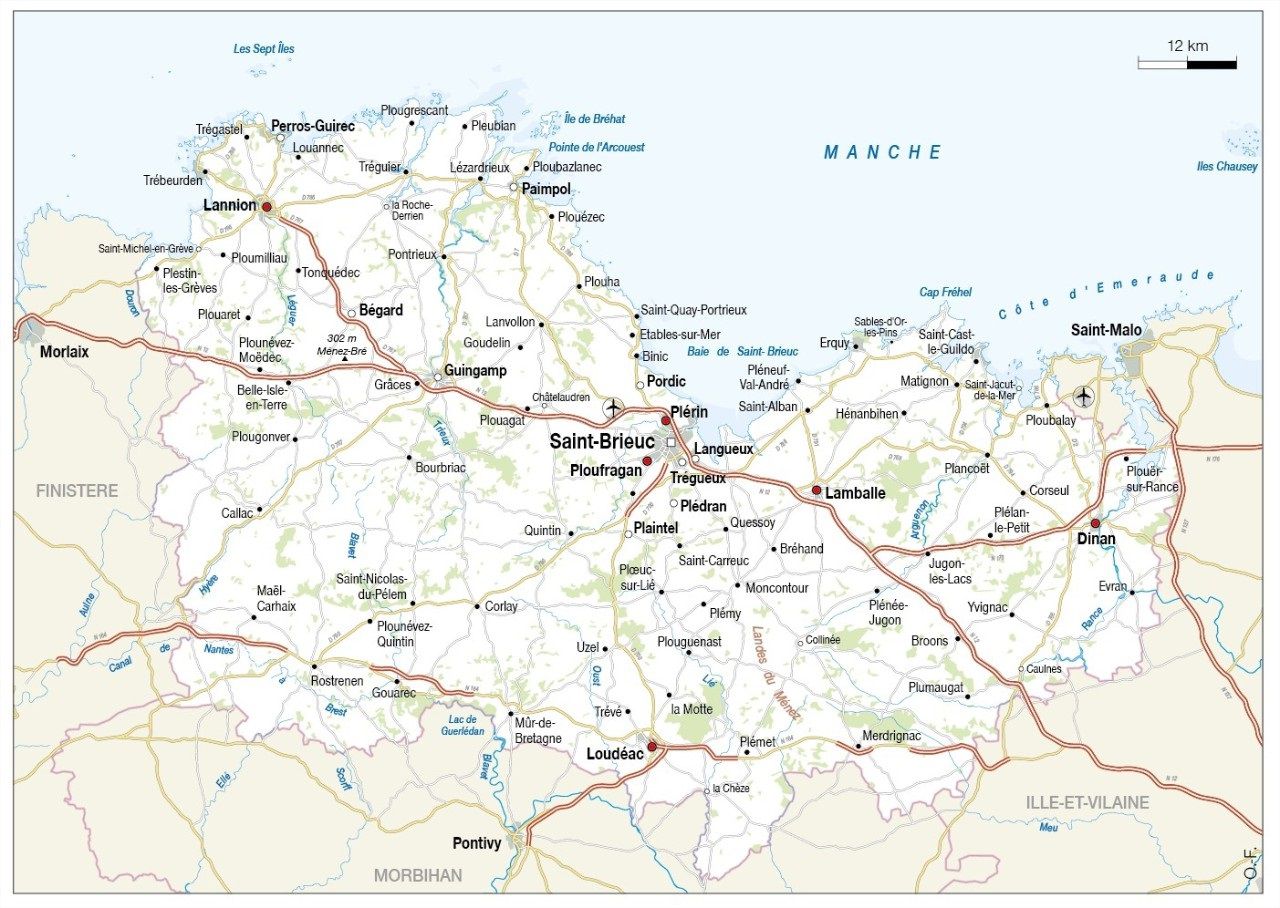 Carte des villes des Côtes-d'Armor Carte des villes des Côtes-d'Armor