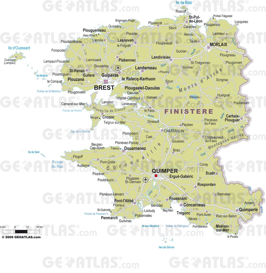 Carte des villes du Finistère Carte des villes du Finistère