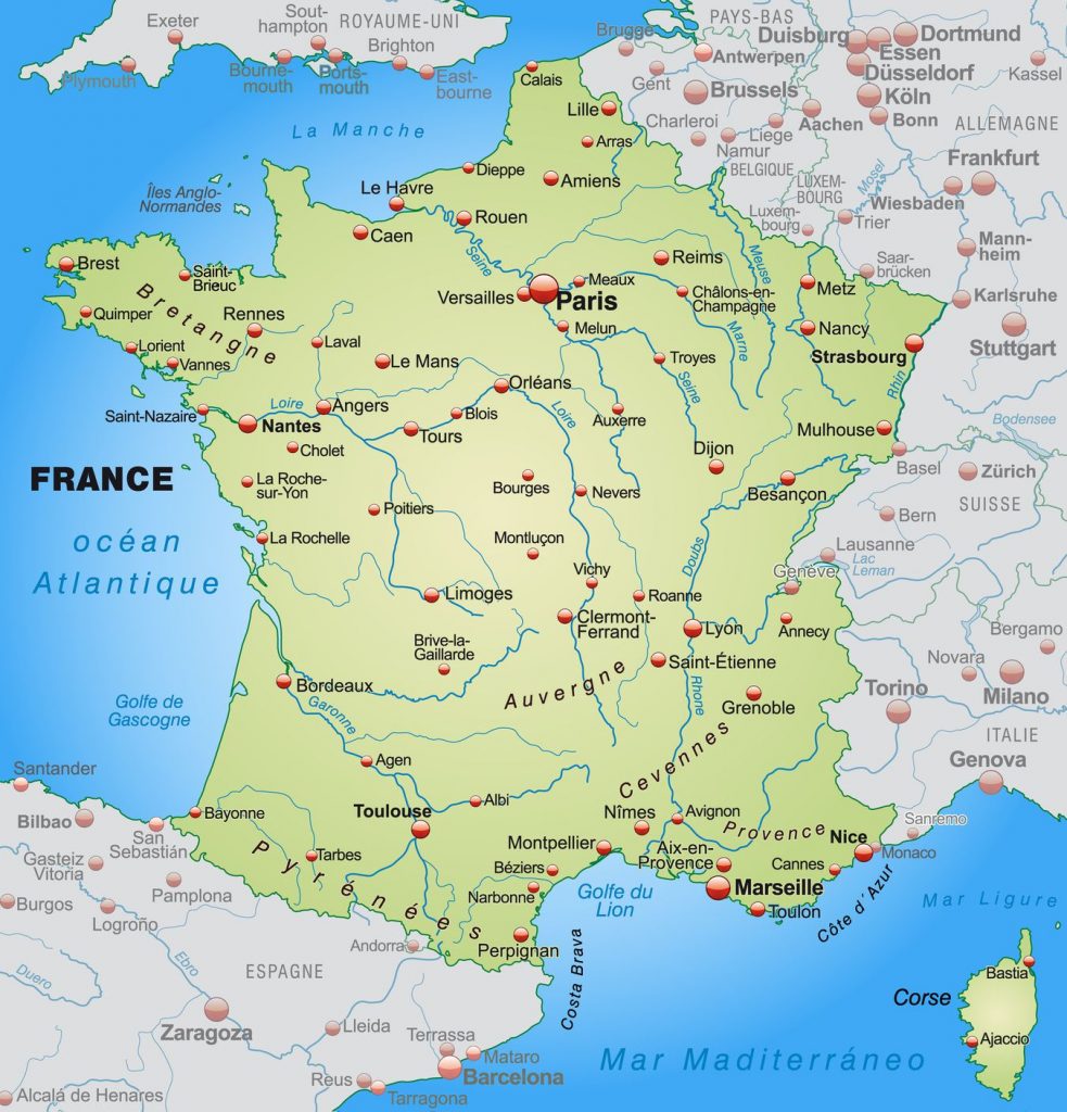 Carte des villes de France