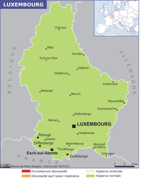 Carte des villes du Luxembourg