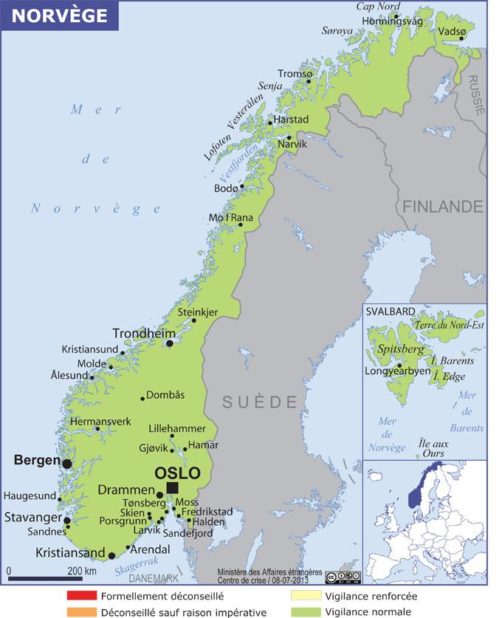 Carte des villes de Norvège