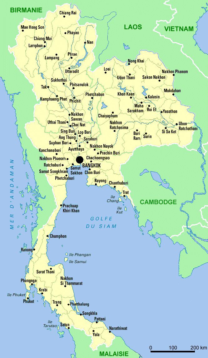 Carte des villes de Thaïlande Carte des villes de Thaïlande