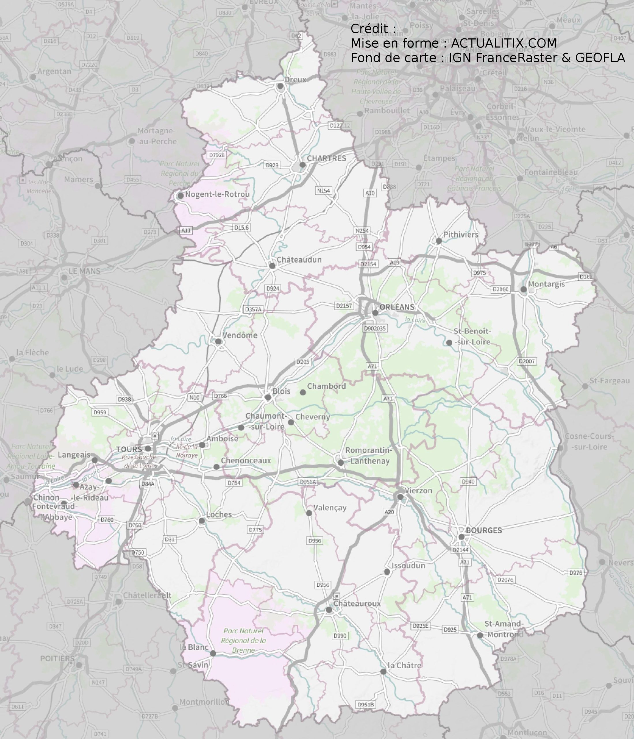 carte du centre val de loire