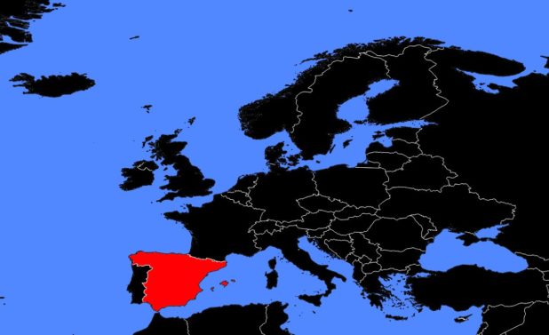 Espagne sur une carte d'Europe