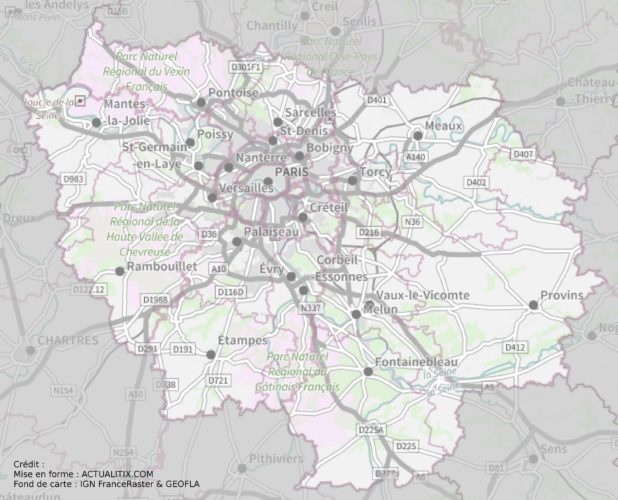 carte ile de france et ses villes