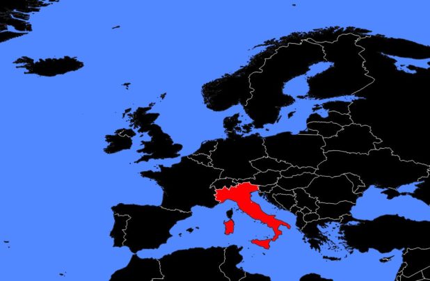 Italie sur une carte d'Europe