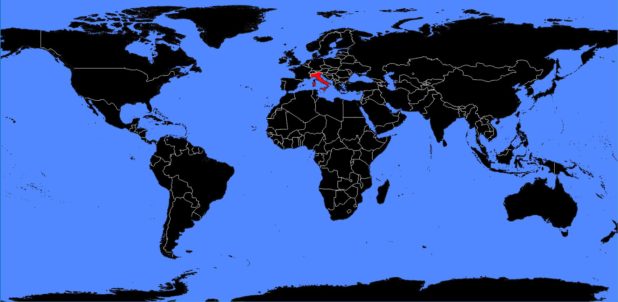 Italie sur une carte du monde