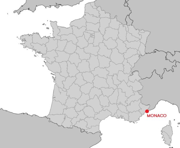 Monaco sur une carte de France