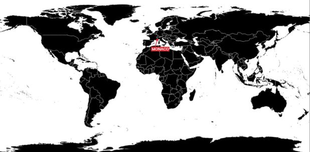 Monaco sur une carte du monde