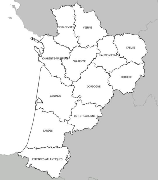 Nom des départements de Nouvelle-Aquitaine