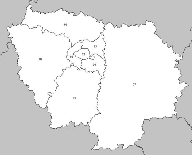 Numéros des départements de la région Île-de-France