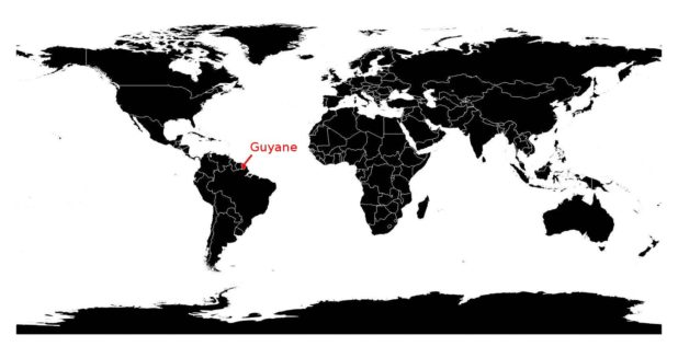 Où se trouve la Guyane sur une carte du monde