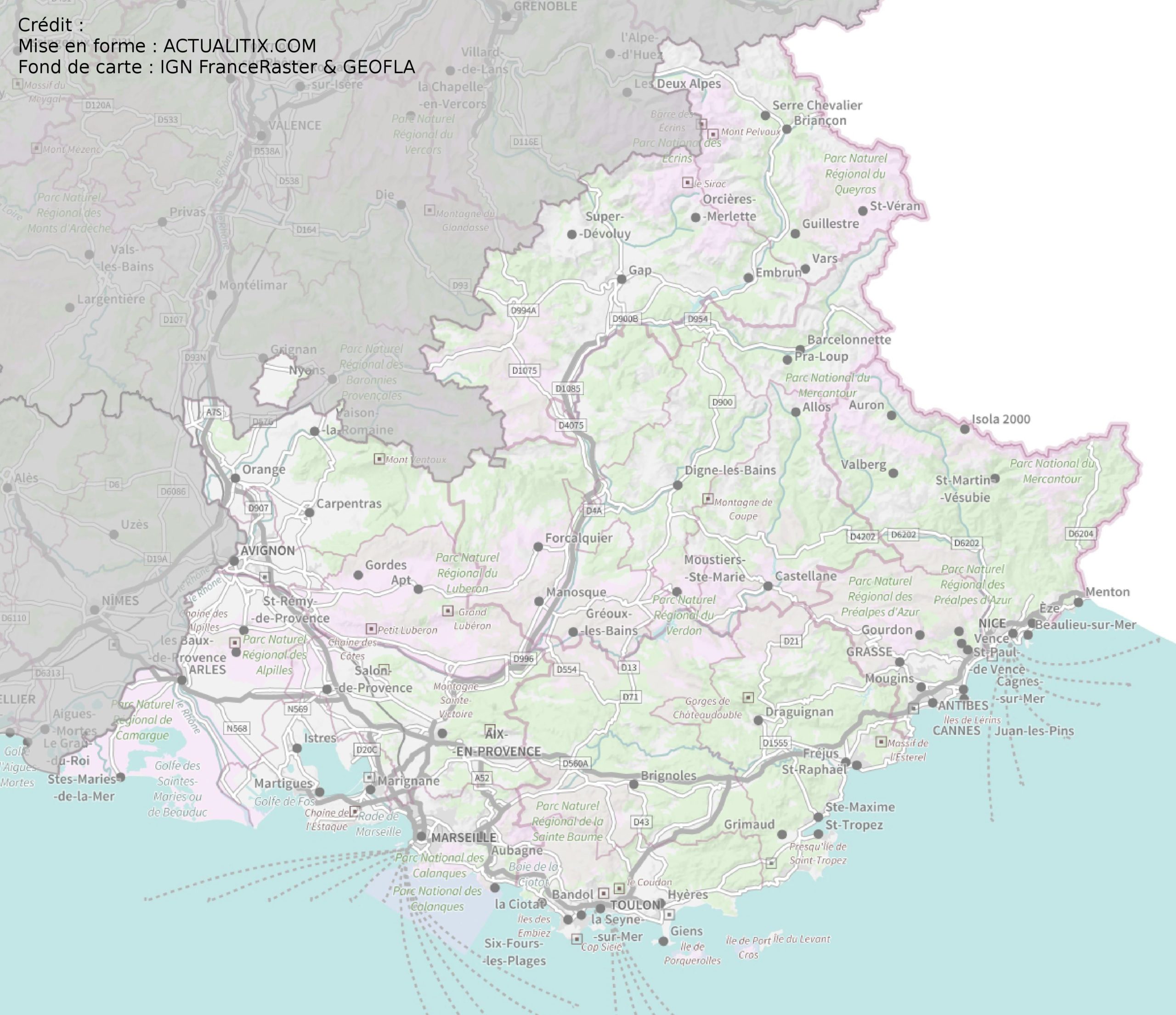 carte région paca villes