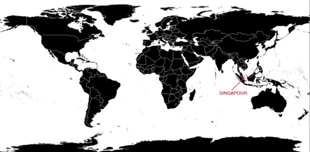 Singapour sur une carte du monde